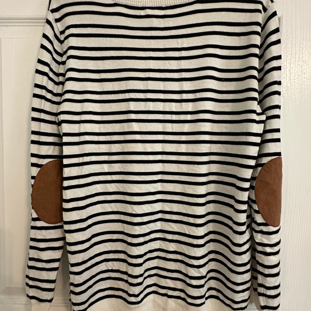 Striped sweater with elbow patches